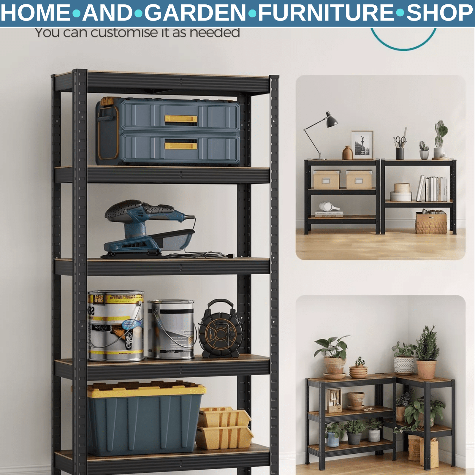 Large Heavy Duty Industrial Shelving Unit 650kg Load Capacity Adjustable Shelves - Home and Garden Furniture Shop - rustic - furniture