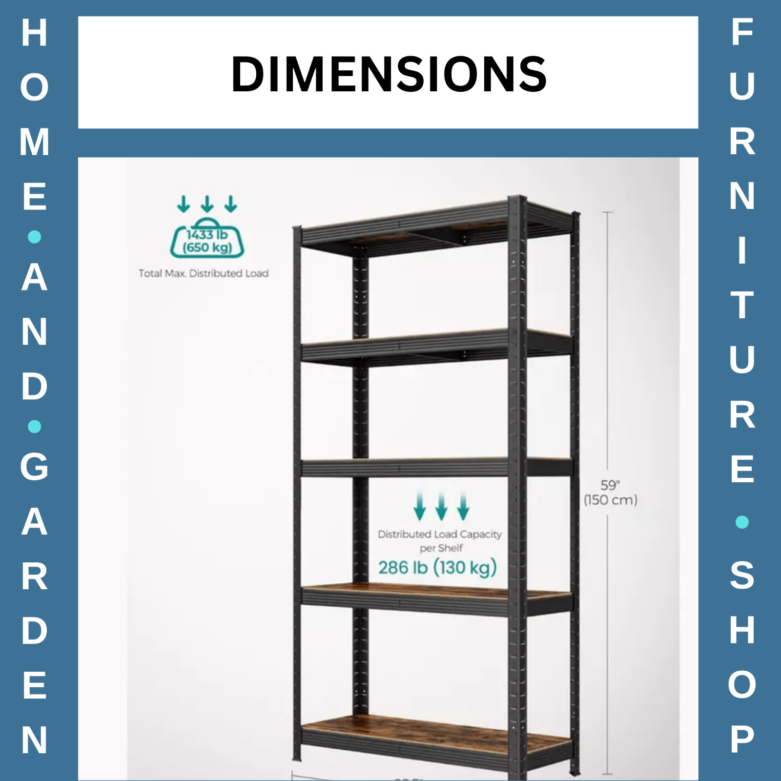 Large Heavy Duty Industrial Shelving Unit 650kg Load Capacity Adjustable Shelves - Home and Garden Furniture Shop - rustic - furniture