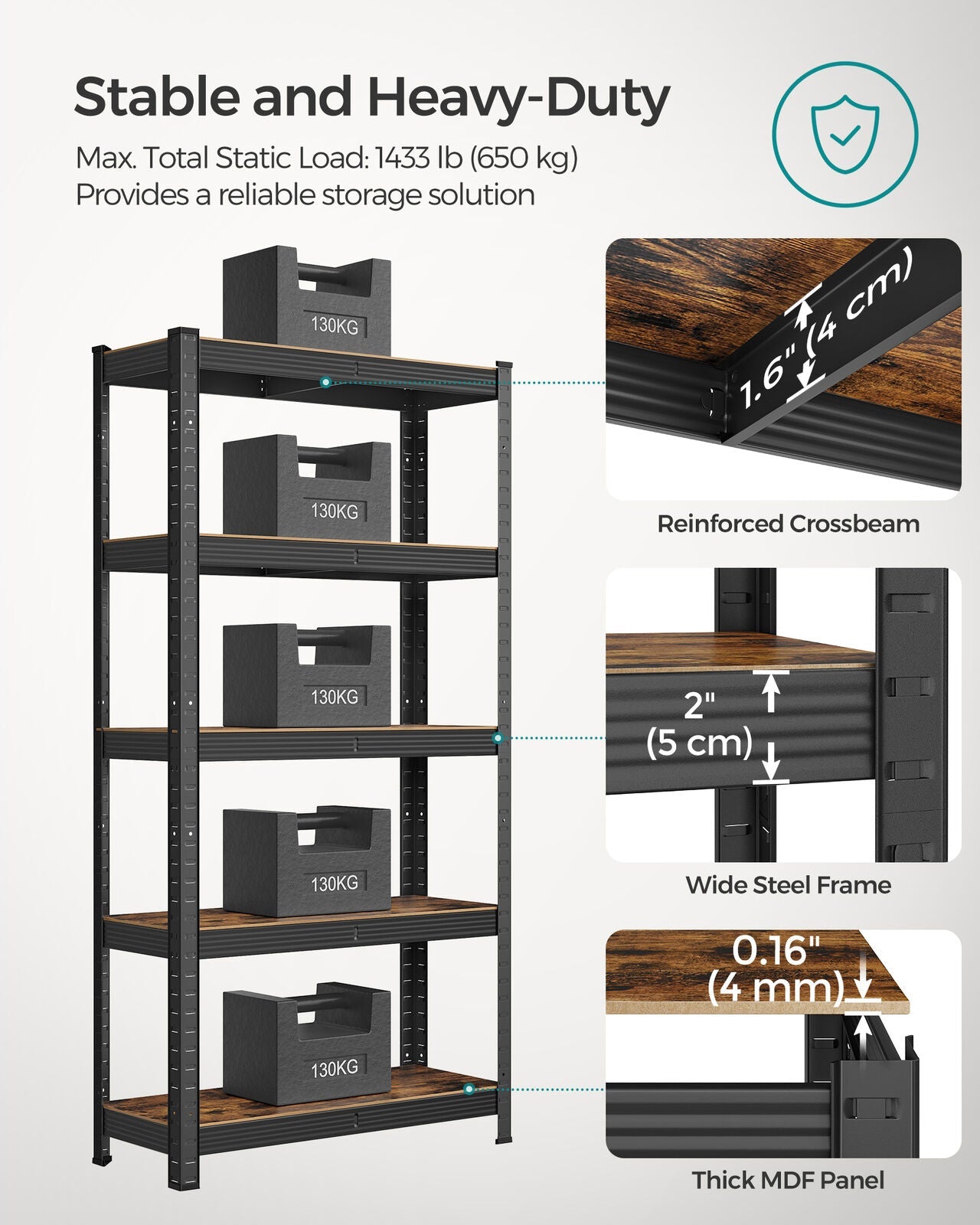 Large Heavy Duty Industrial Shelving Unit 650kg Load Capacity Adjustable Shelves - Home and Garden Furniture Shop - #rustic - furniture#