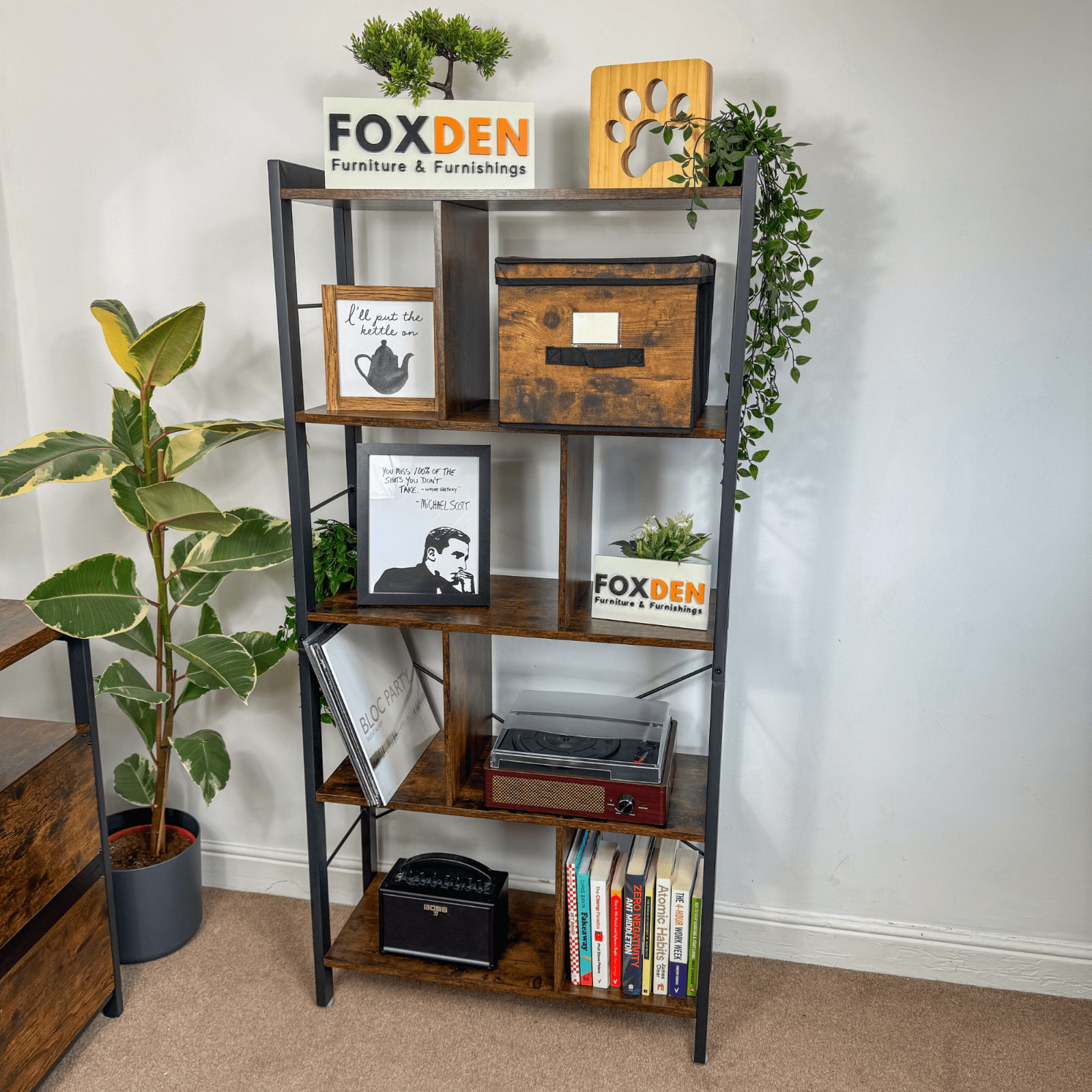 Large Industrial Bookcase Display Unit Tall Rustic Bookshelf Storage Metal Retro - Home and Garden Furniture Shop - #rustic - furniture#