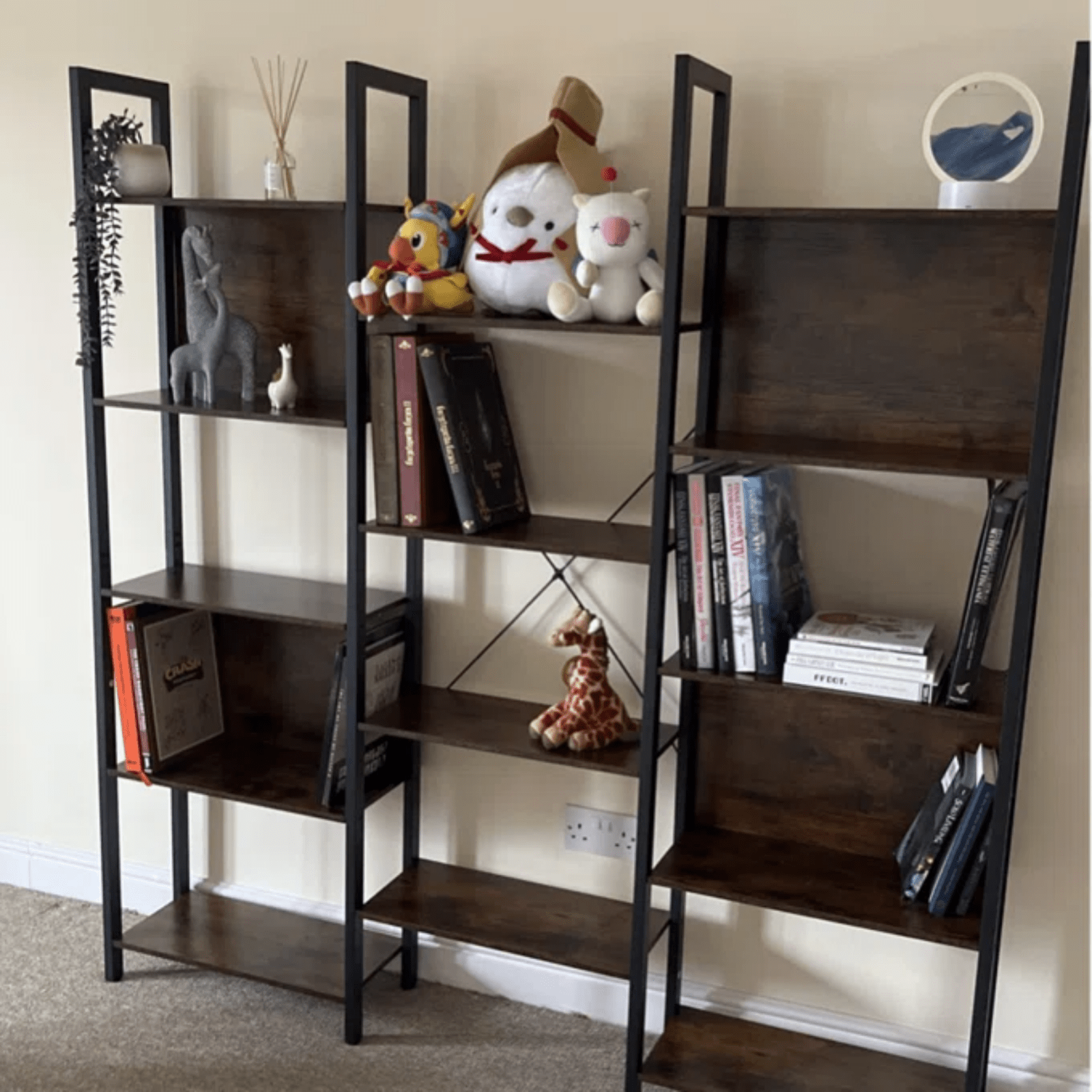 Large Industrial Bookcase Rustic Bookshelf Storage Shelves Metal Frame Display - Home and Garden Furniture Shop - rustic - furniture