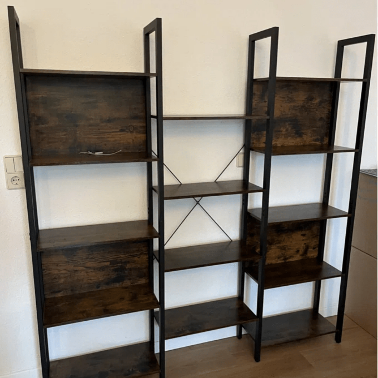 Large Industrial Bookcase Rustic Bookshelf Storage Shelves Metal Frame Display - Home and Garden Furniture Shop - rustic - furniture