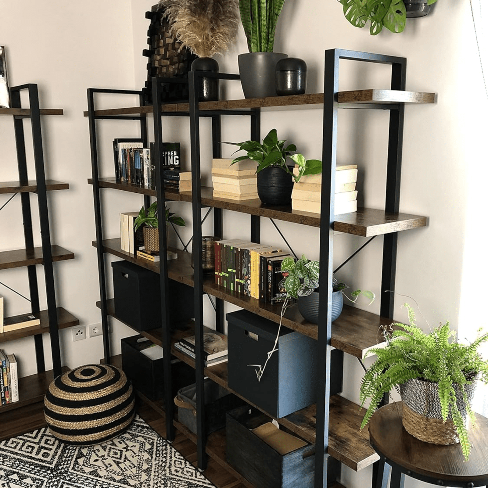 Large Industrial Bookcase Wood Vintage Heavy Duty Storage Unit Display Bookshelf - Home and Garden Furniture Shop - rustic - furniture