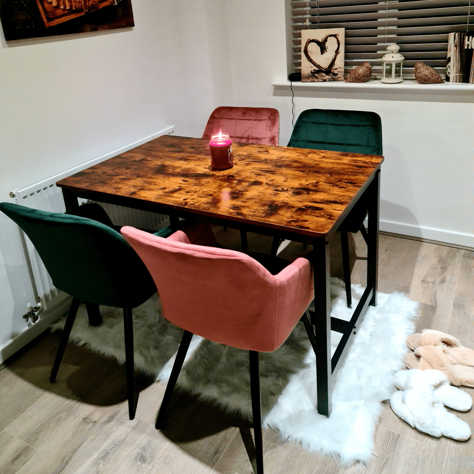 Large Industrial Dining Table Rustic Brown Kitchen Breakfast Table Metal Legs - Home and Garden Furniture Shop - rustic - furniture