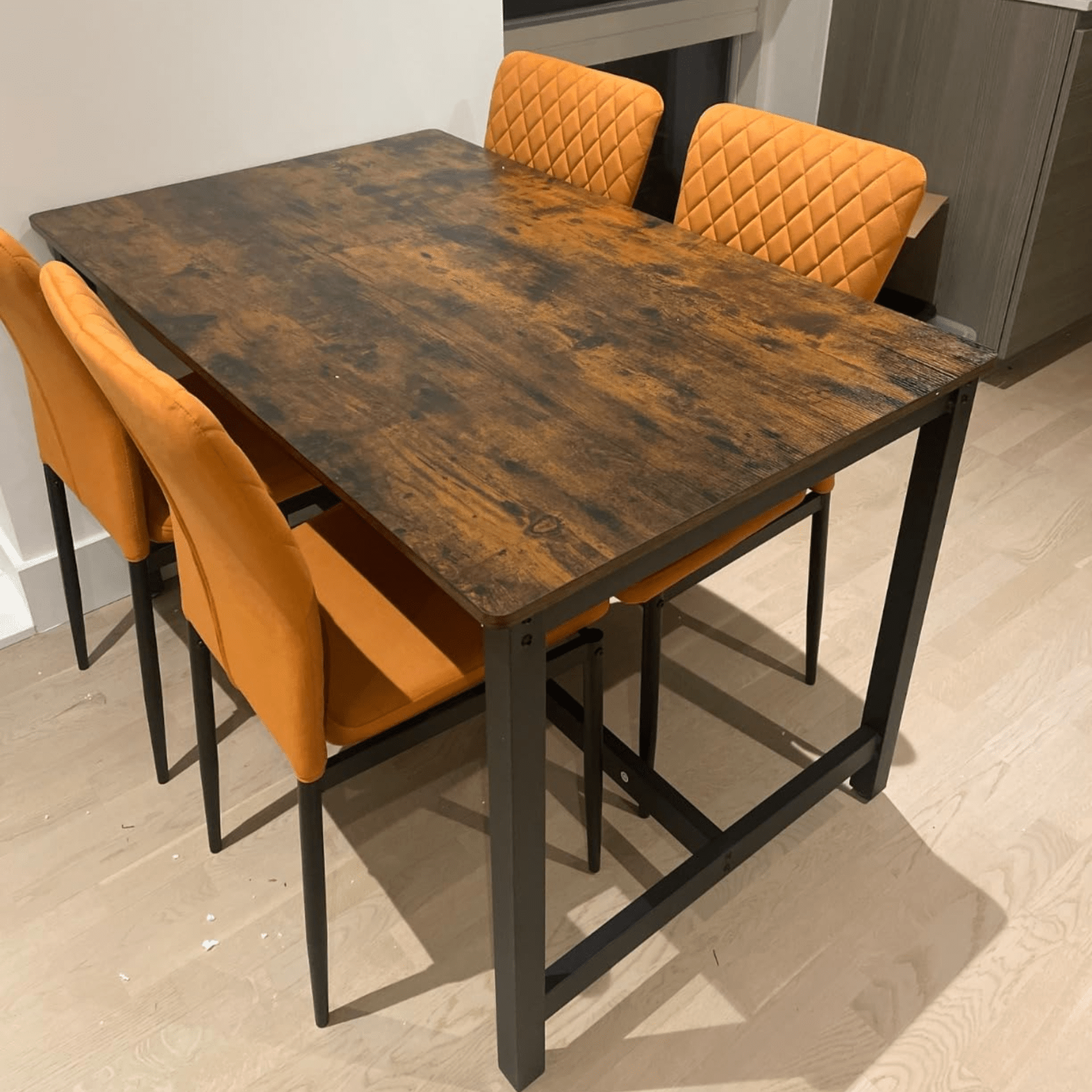 Large Industrial Dining Table Rustic Brown Kitchen Breakfast Table Metal Legs - Home and Garden Furniture Shop - rustic - furniture