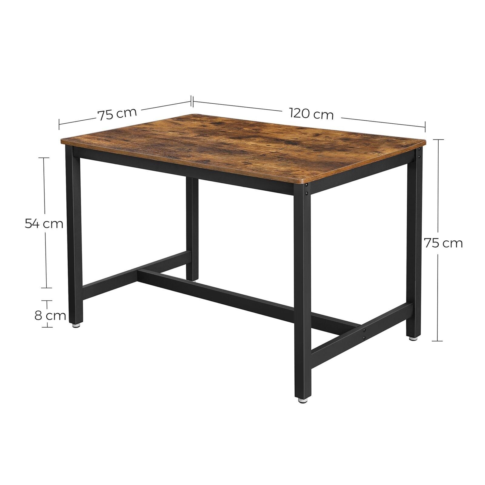 Large Industrial Dining Table Rustic Brown Kitchen Breakfast Table Metal Legs - Home and Garden Furniture Shop - rustic - furniture