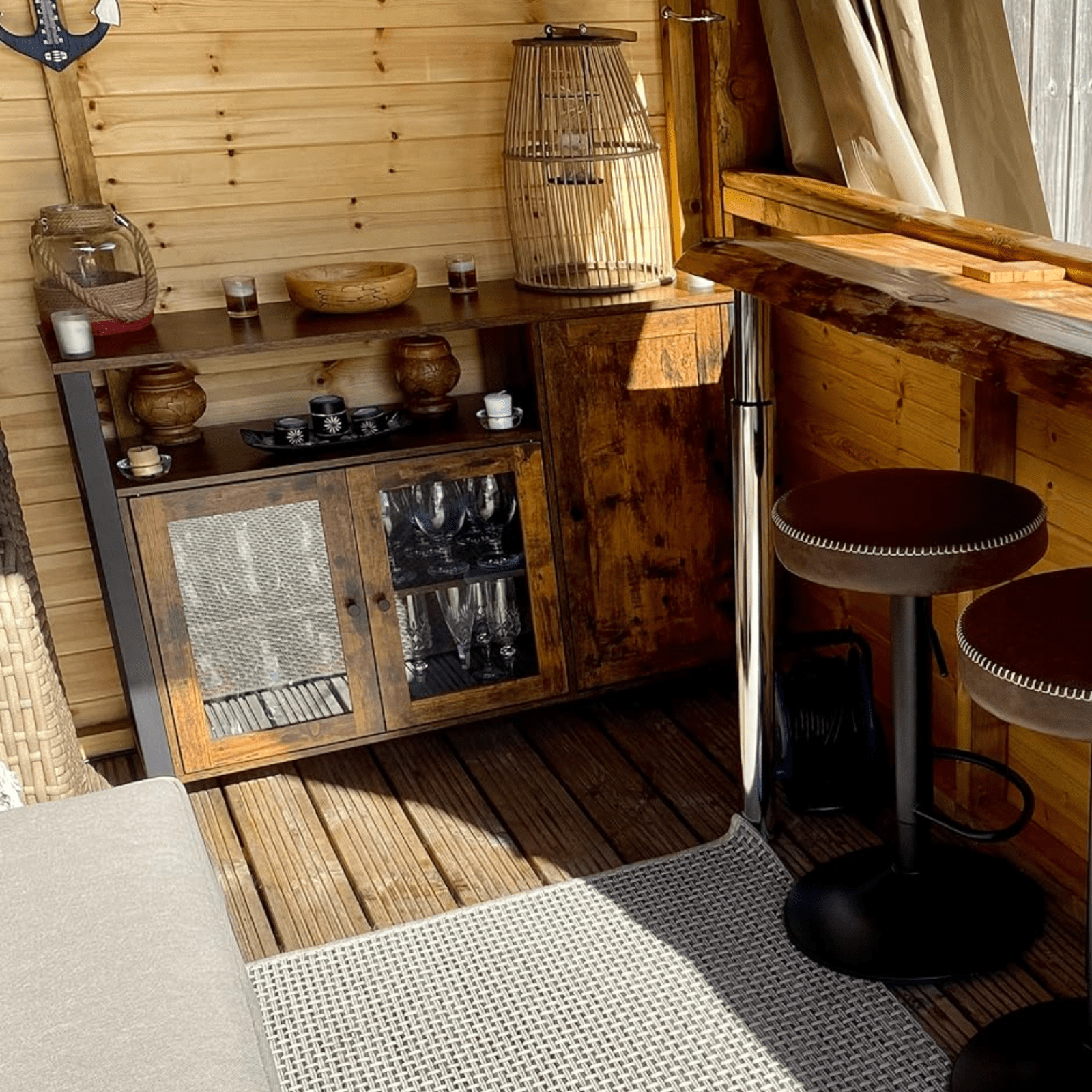 Large Industrial Glass Fronted Sideboard Storage Buffet Cabinet Kitchen Cupboard - Home and Garden Furniture Shop - rustic - furniture