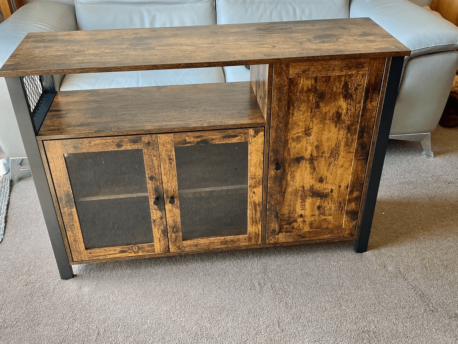 Large Industrial Glass Fronted Sideboard Storage Buffet Cabinet Kitchen Cupboard - Home and Garden Furniture Shop - rustic - furniture