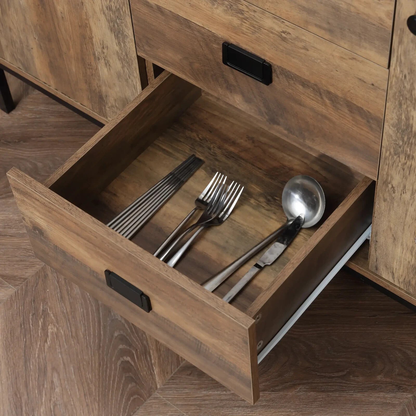 Large Industrial Sideboard Storage Cabinet Vintage Cupboard Drawers Metal Legs - Home and Garden Furniture Shop - rustic - furniture