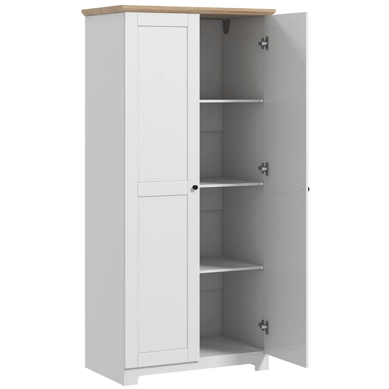 Large Kitchen Pantry Larder Cupboard Tall Wooden Storage Cabinet Doors 4 Shelves - Home and Garden Furniture Shop - #rustic - furniture#