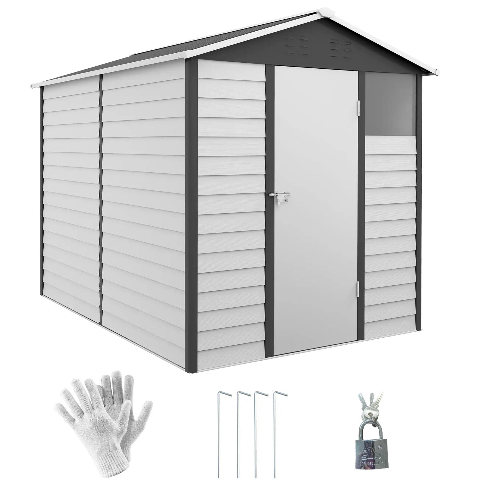Large Lockable Metal Garden Shed 6 x 9 Outdoor Patio Tool Storage Shed Outhouse - Home and Garden Furniture Shop - rustic - furniture