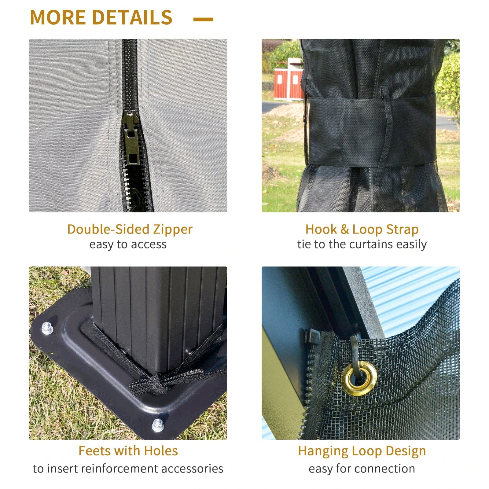 Large Metal Frame Gazebo with Sides 3x3.6m Privacy Walls Heavy Duty Hardtop Roof - Home and Garden Furniture Shop - rustic - furniture