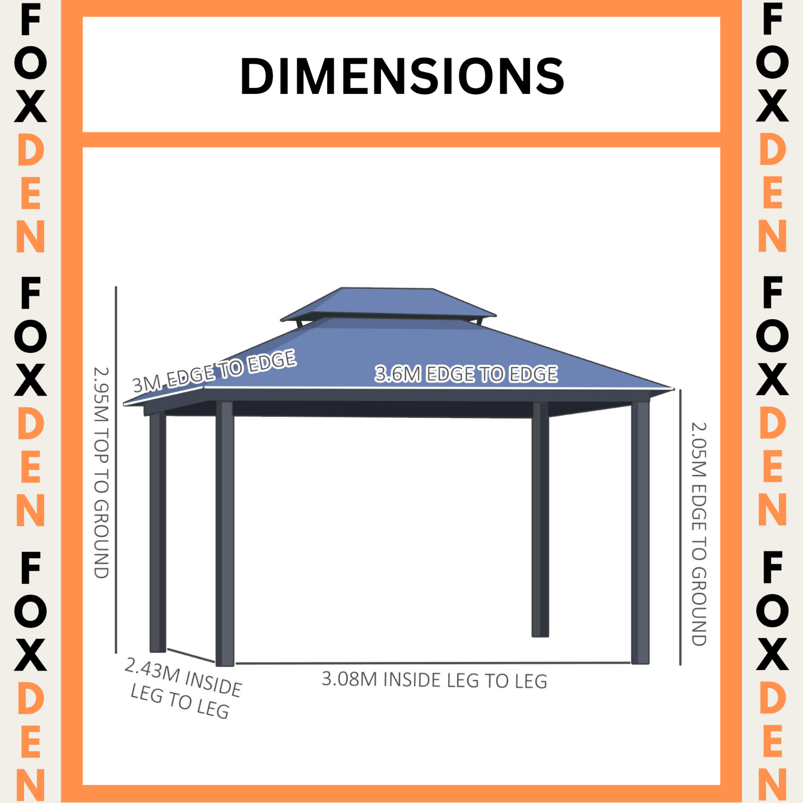 Large Metal Frame Gazebo with Sides 3x3.6m Privacy Walls Heavy Duty Hardtop Roof - Home and Garden Furniture Shop - #rustic - furniture#