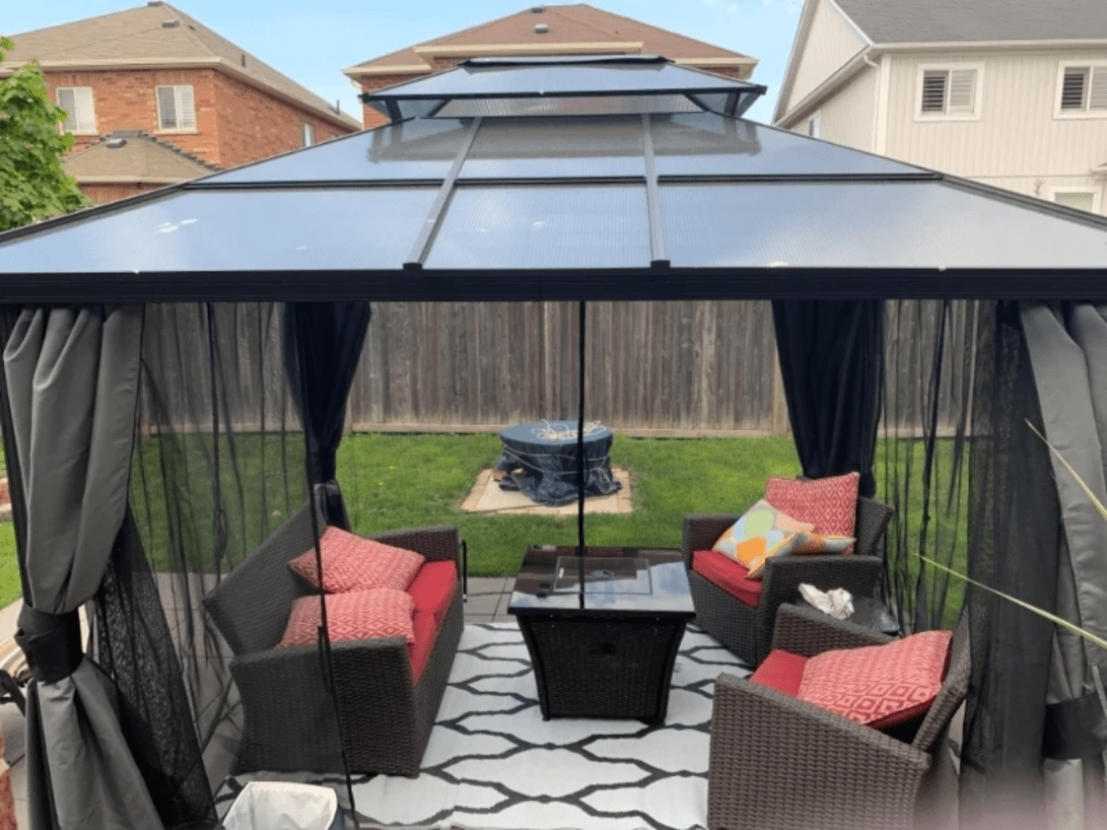 Large Metal Frame Gazebo with Sides 3x3.6m Privacy Walls Heavy Duty Hardtop Roof - Home and Garden Furniture Shop - #rustic - furniture#