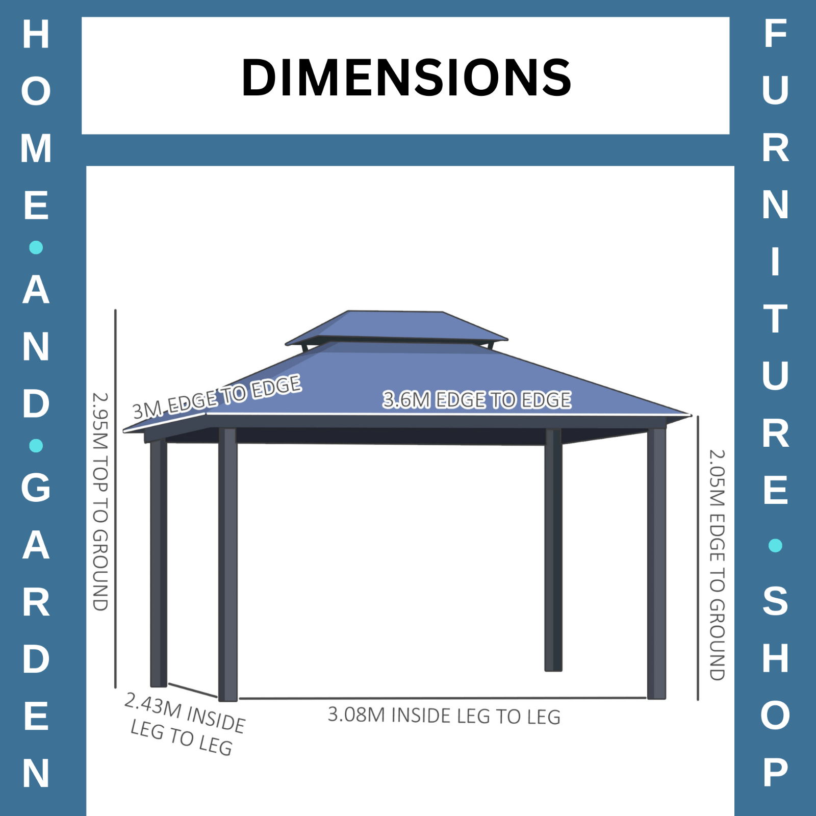 Large Metal Frame Gazebo with Sides 3x3.6m Privacy Walls Heavy Duty Hardtop Roof - Home and Garden Furniture Shop - rustic - furniture