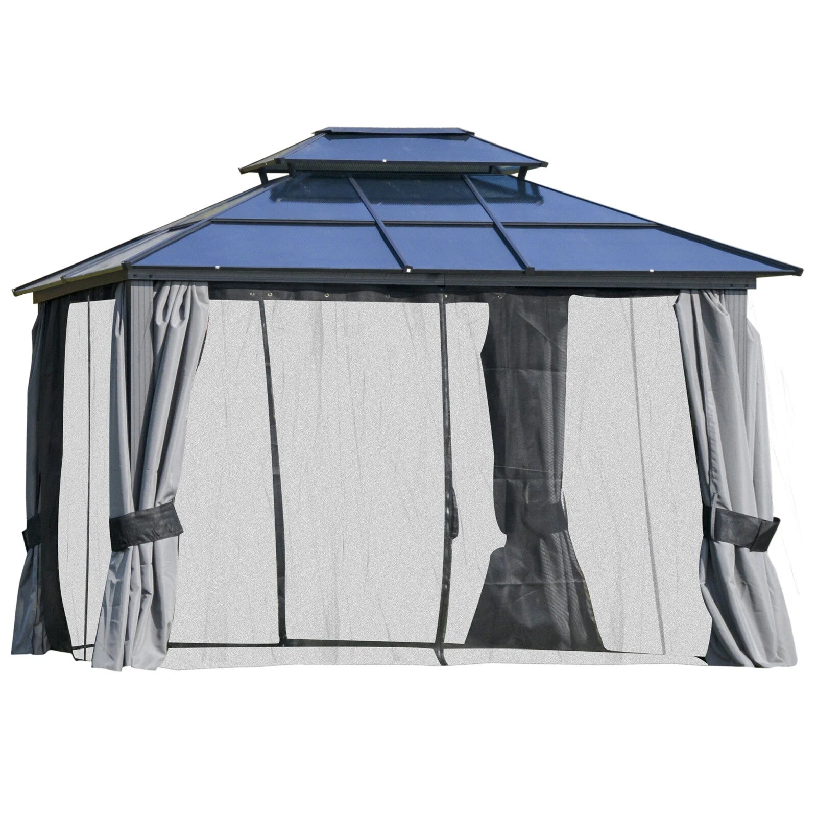 Large Metal Frame Gazebo with Sides 3x3.6m Privacy Walls Heavy Duty Hardtop Roof - Home and Garden Furniture Shop - rustic - furniture