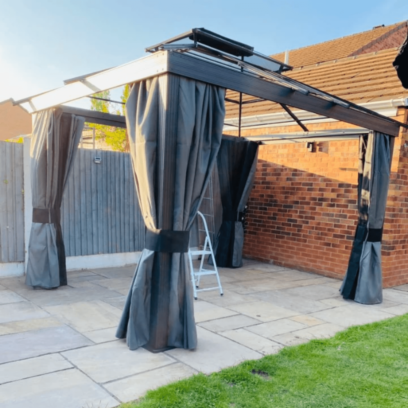 Large Metal Frame Gazebo with Sides 3x3.6m Privacy Walls Heavy Duty Hardtop Roof - Home and Garden Furniture Shop - #rustic - furniture#