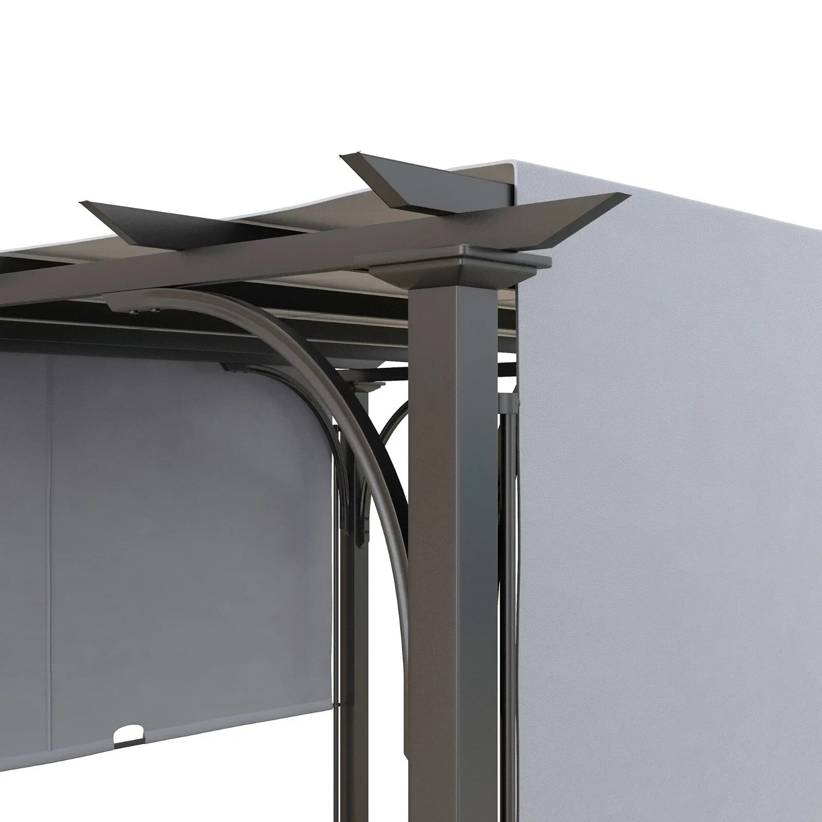 Large Metal Garden Pergola 3x3m Retractable Sun Shade Grey Patio Gazebo Canopy - Home and Garden Furniture Shop - rustic - furniture