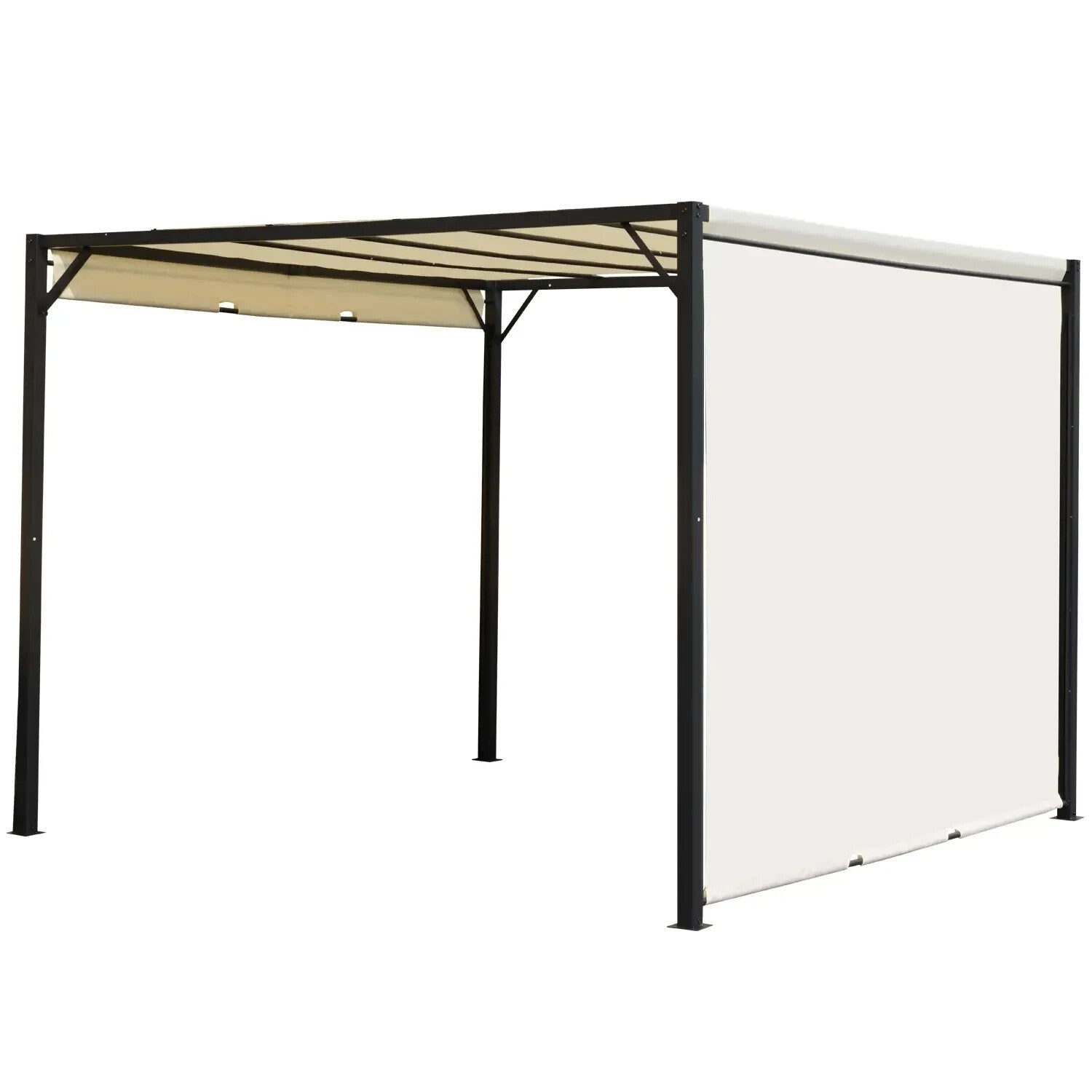 Large Metal Garden Pergola 3x3m Retractable Sun Shade Patio Garden Gazebo Canopy - Home and Garden Furniture Shop - rustic - furniture