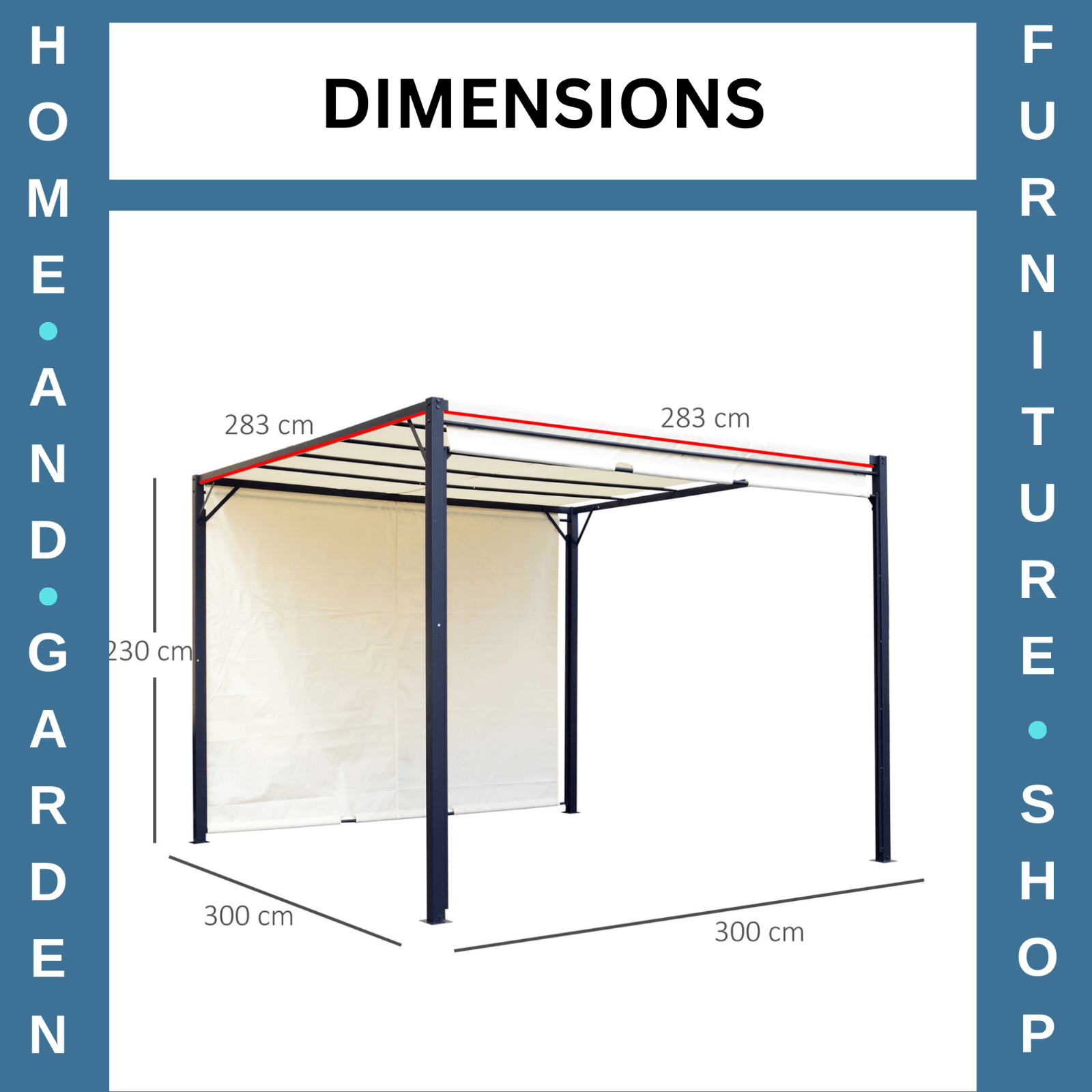 Large Metal Garden Pergola 3x3m Retractable Sun Shade Patio Garden Gazebo Canopy - Home and Garden Furniture Shop - rustic - furniture