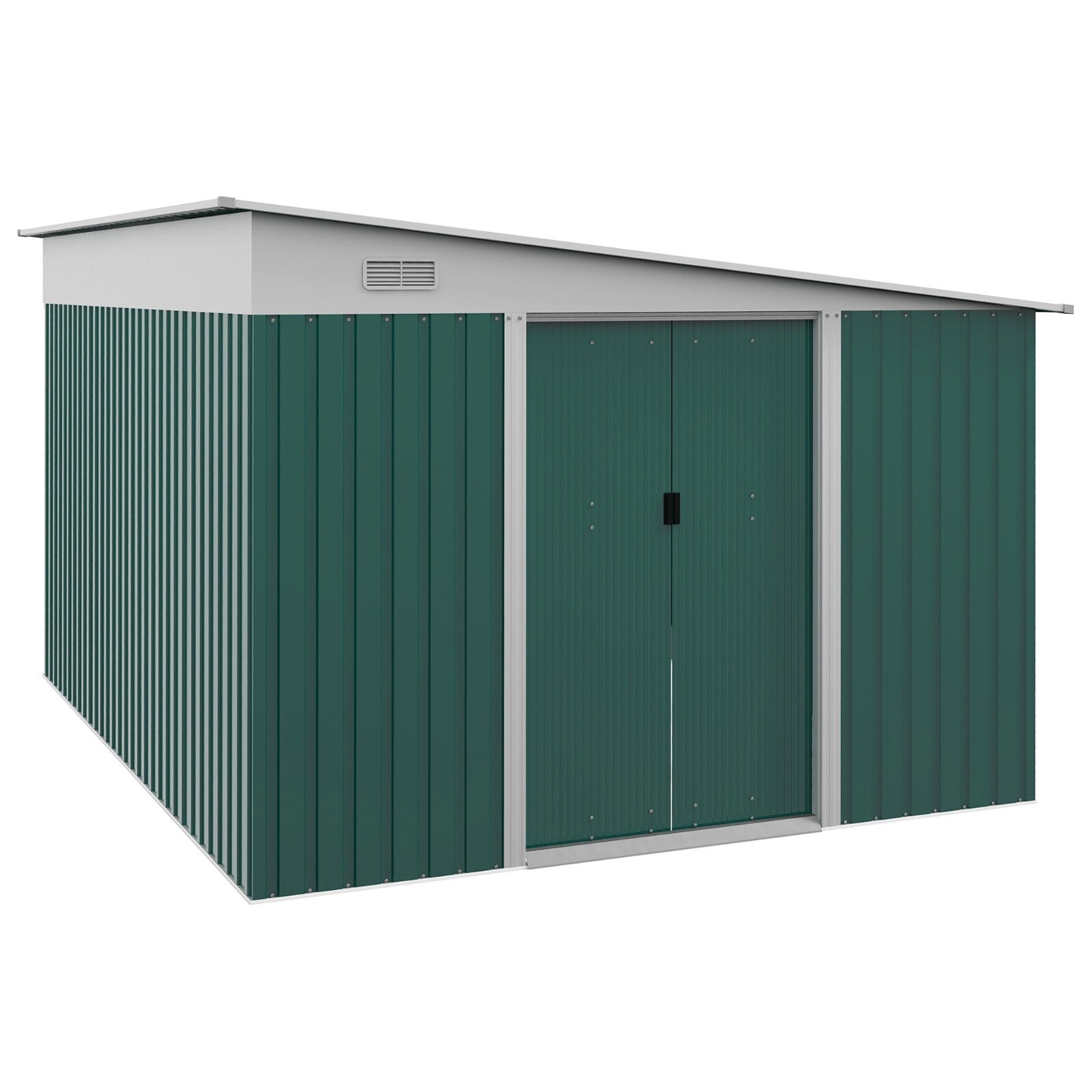 Large Metal Garden Shed 11 x 9ft Outdoor Tool Storage House Lockable Double Door - Home and Garden Furniture Shop - rustic - furniture