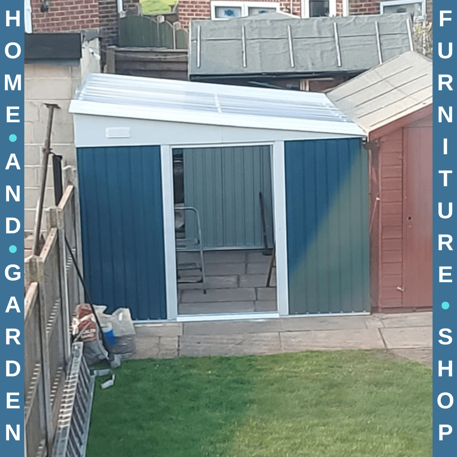 Large Metal Garden Shed 11 x 9ft Outdoor Tool Storage House Lockable Double Door - Home and Garden Furniture Shop - rustic - furniture