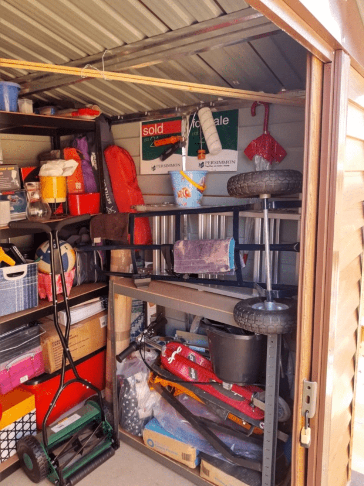 Large Metal Garden Shed 9 x 6ft Wood Effect Tool Storage Sliding Door with Lock - Home and Garden Furniture Shop - rustic - furniture