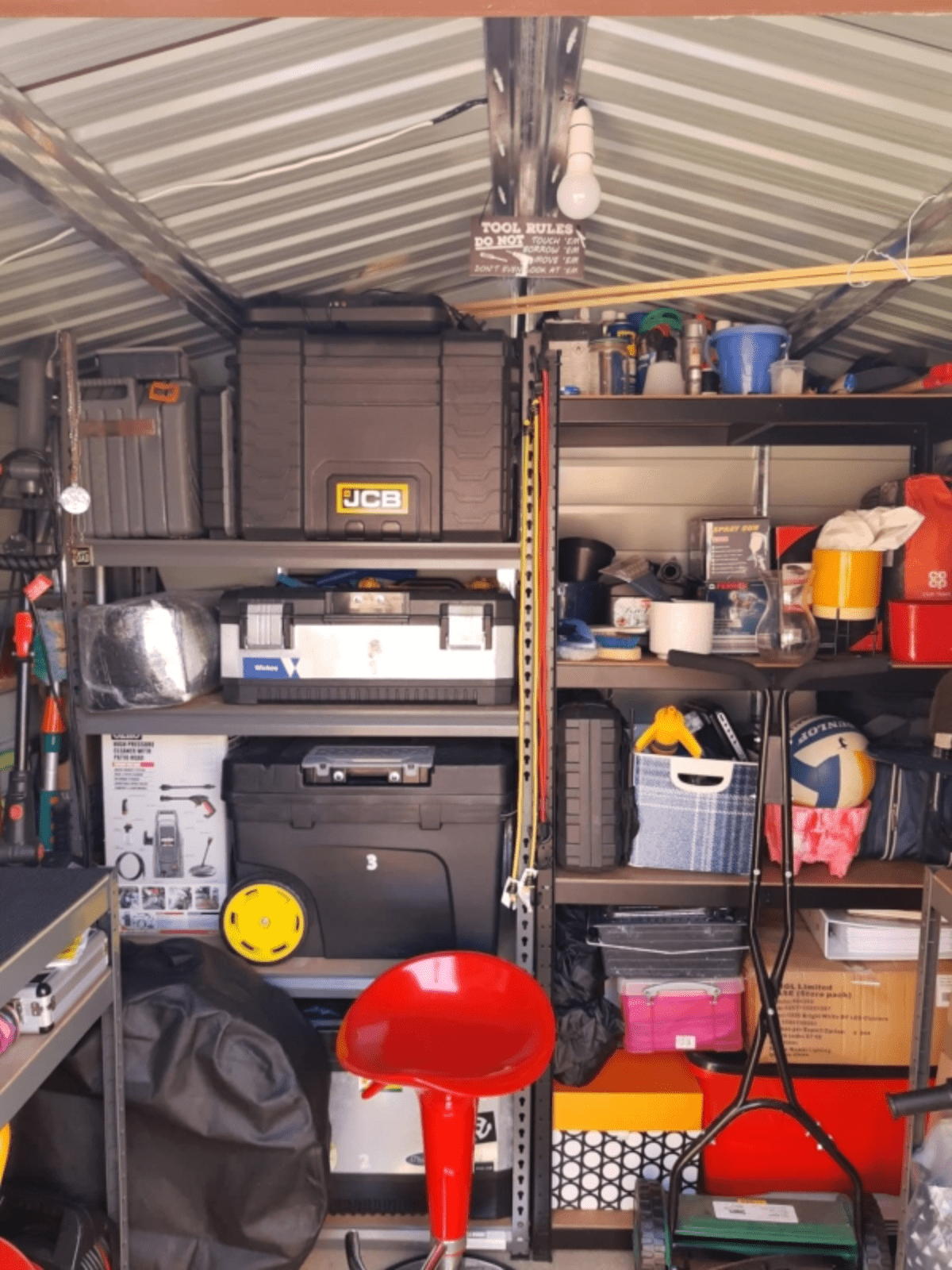 Large Metal Garden Shed 9 x 6ft Wood Effect Tool Storage Sliding Door with Lock - Home and Garden Furniture Shop - rustic - furniture