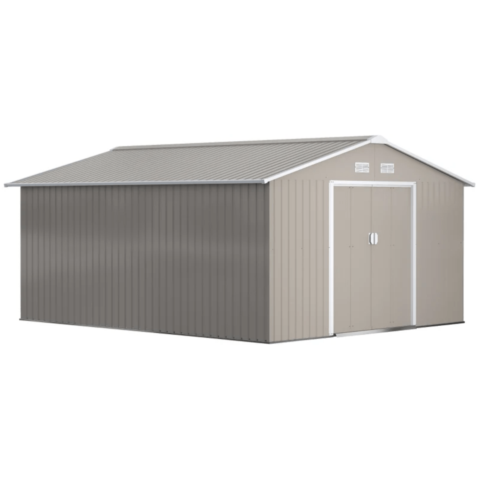 Large Metal Garden Shed Storage with Foundation Kit & Vents Grey Doors 13 x 11ft - Home and Garden Furniture Shop - #rustic - furniture#