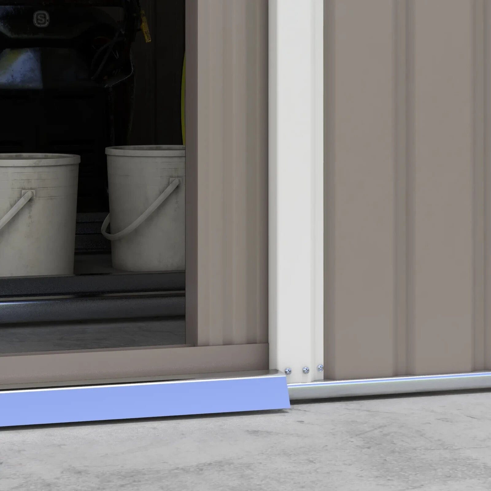 Large Metal Garden Shed Storage with Foundation Kit & Vents Grey Doors 13 x 11ft - Home and Garden Furniture Shop - rustic - furniture