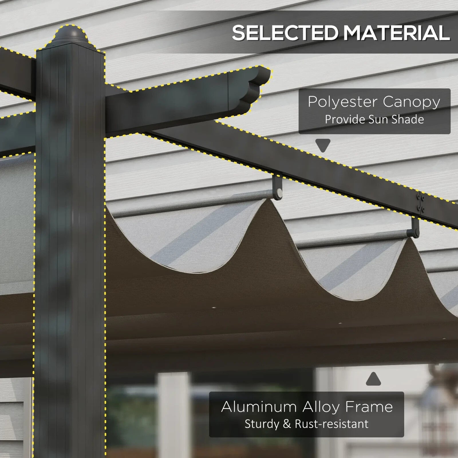Large Metal Pergola w/ Retractable Roof Heavy Duty Gazebo Garden Shelter 4 x 3m - Home and Garden Furniture Shop - rustic - furniture