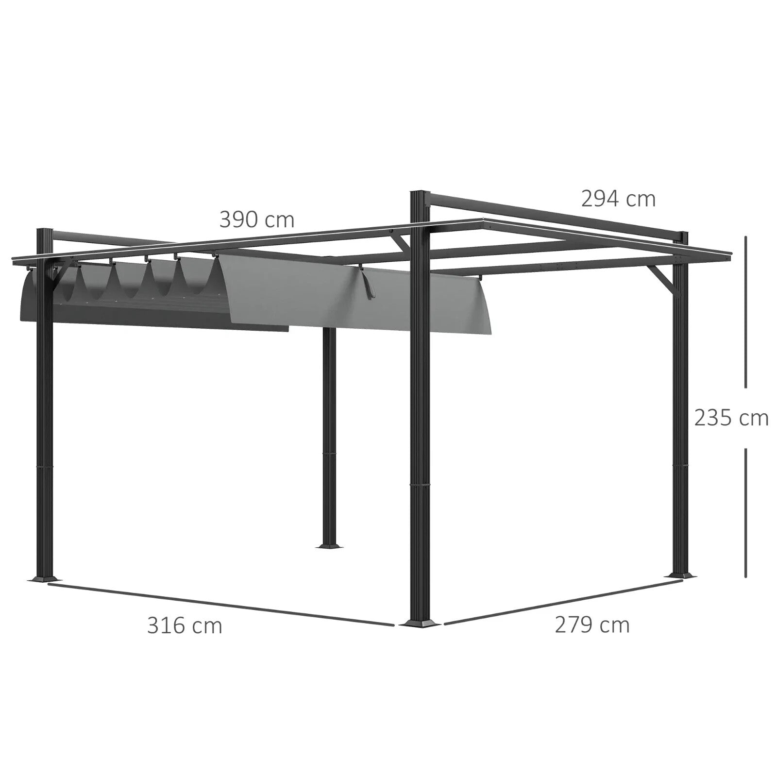 Large Metal Pergola with Retractable Roof 3 x 4m Garden Gazebo Patio Shade Cover - Home and Garden Furniture Shop - rustic - furniture