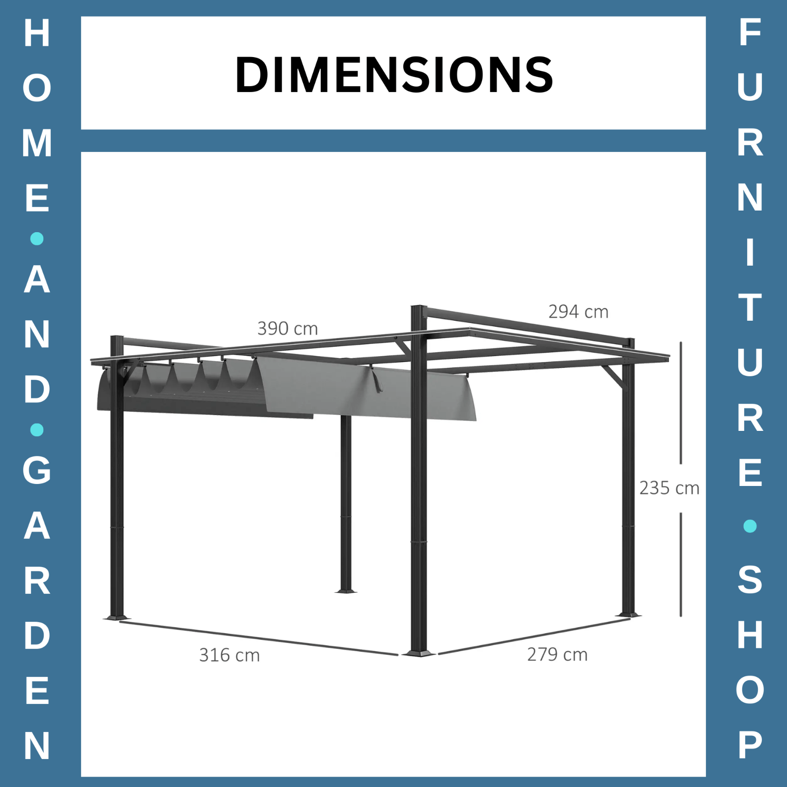 Large Metal Pergola with Retractable Roof 3 x 4m Garden Gazebo Patio Shade Cover - Home and Garden Furniture Shop - rustic - furniture