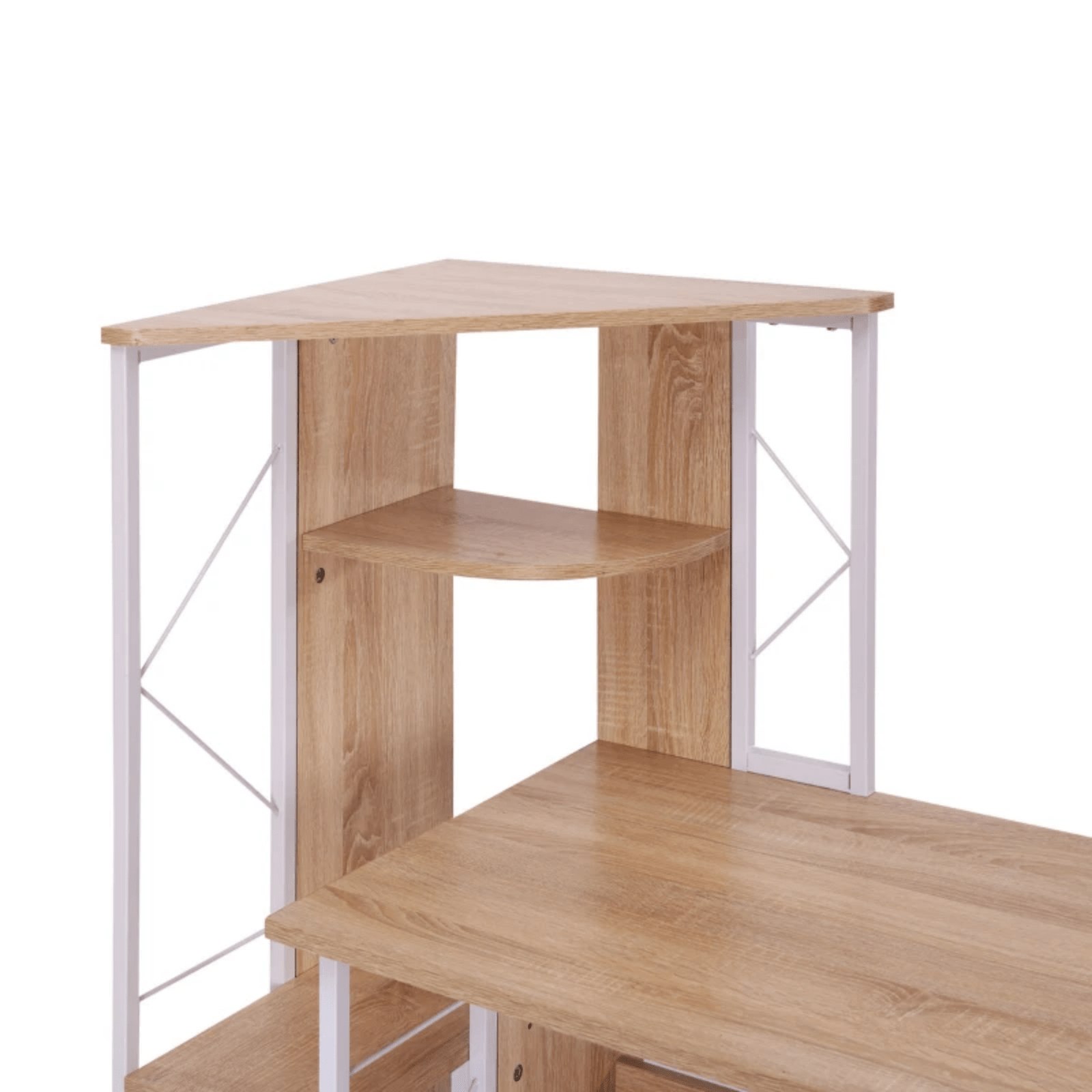 Large Oak Computer Desk 2 Drawers Shelves Study Workstation PC Table Home Office - Home and Garden Furniture Shop - rustic - furniture