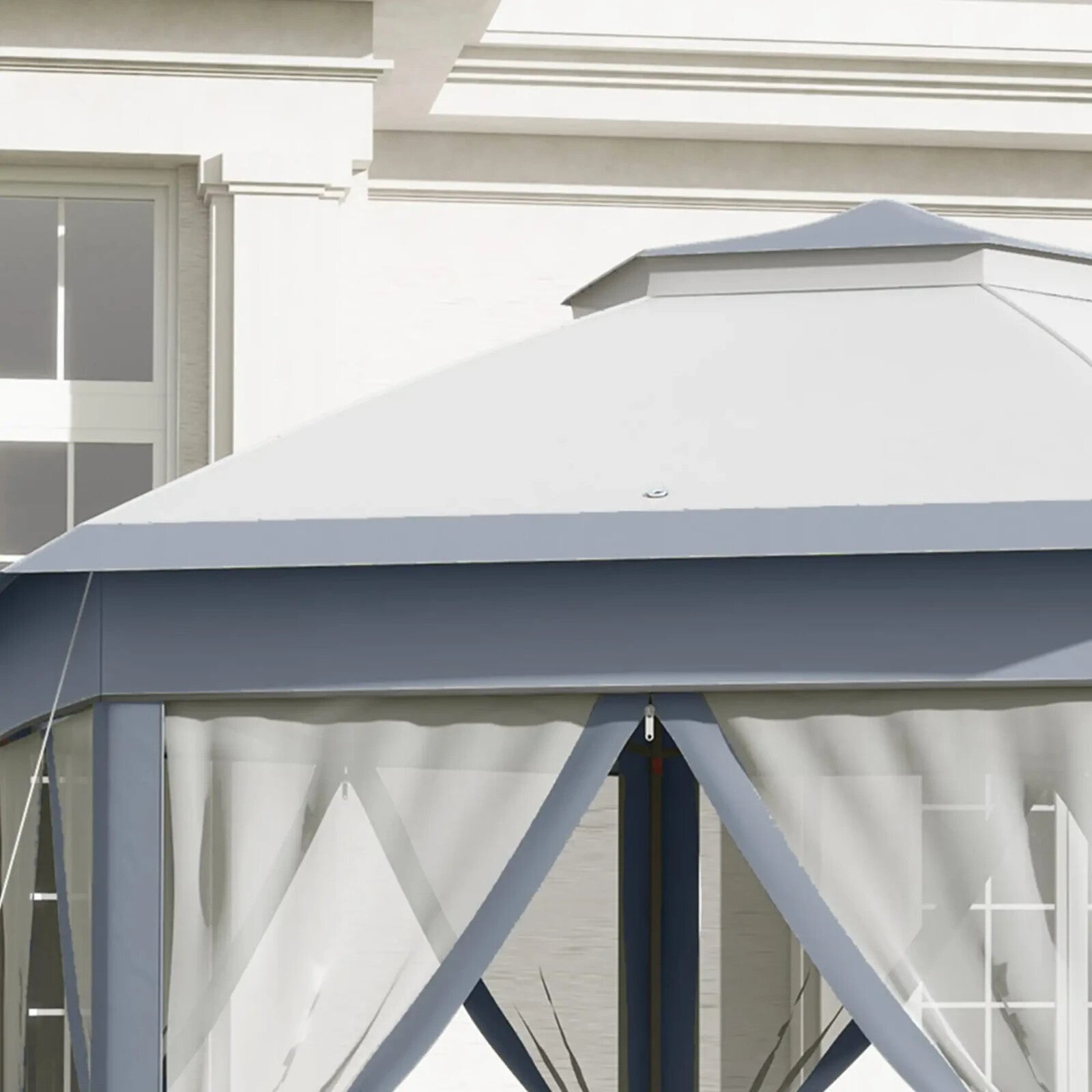 Large Outdoor Garden Hexagon Pop Up Gazebo Sides 4x 4m Heavy Duty Cover Curtains - Home and Garden Furniture Shop - rustic - furniture