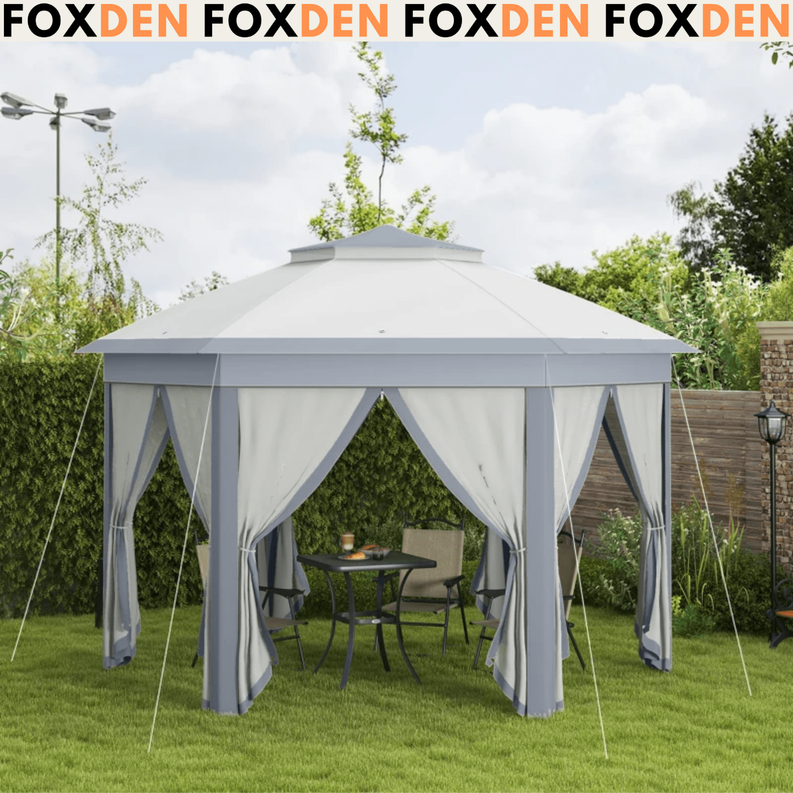 Large Outdoor Garden Hexagon Pop Up Gazebo Sides 4x 4m Heavy Duty Cover Curtains - Home and Garden Furniture Shop - #rustic - furniture#