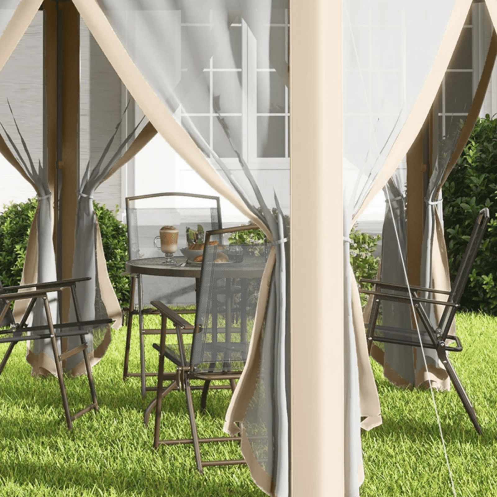 Large Outdoor Garden Hexagon Pop Up Gazebo Sides 4x 4m Shelter Cover Curtains - Home and Garden Furniture Shop - #rustic - furniture#