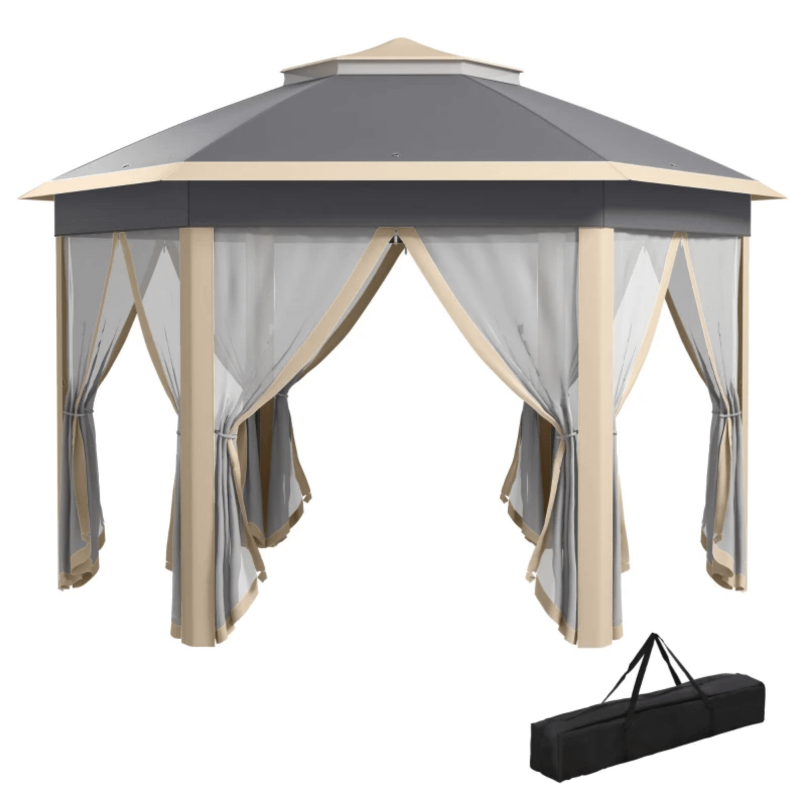 Large Outdoor Garden Hexagon Pop Up Gazebo Sides 4x 4m Shelter Cover Curtains - Home and Garden Furniture Shop - #rustic - furniture#