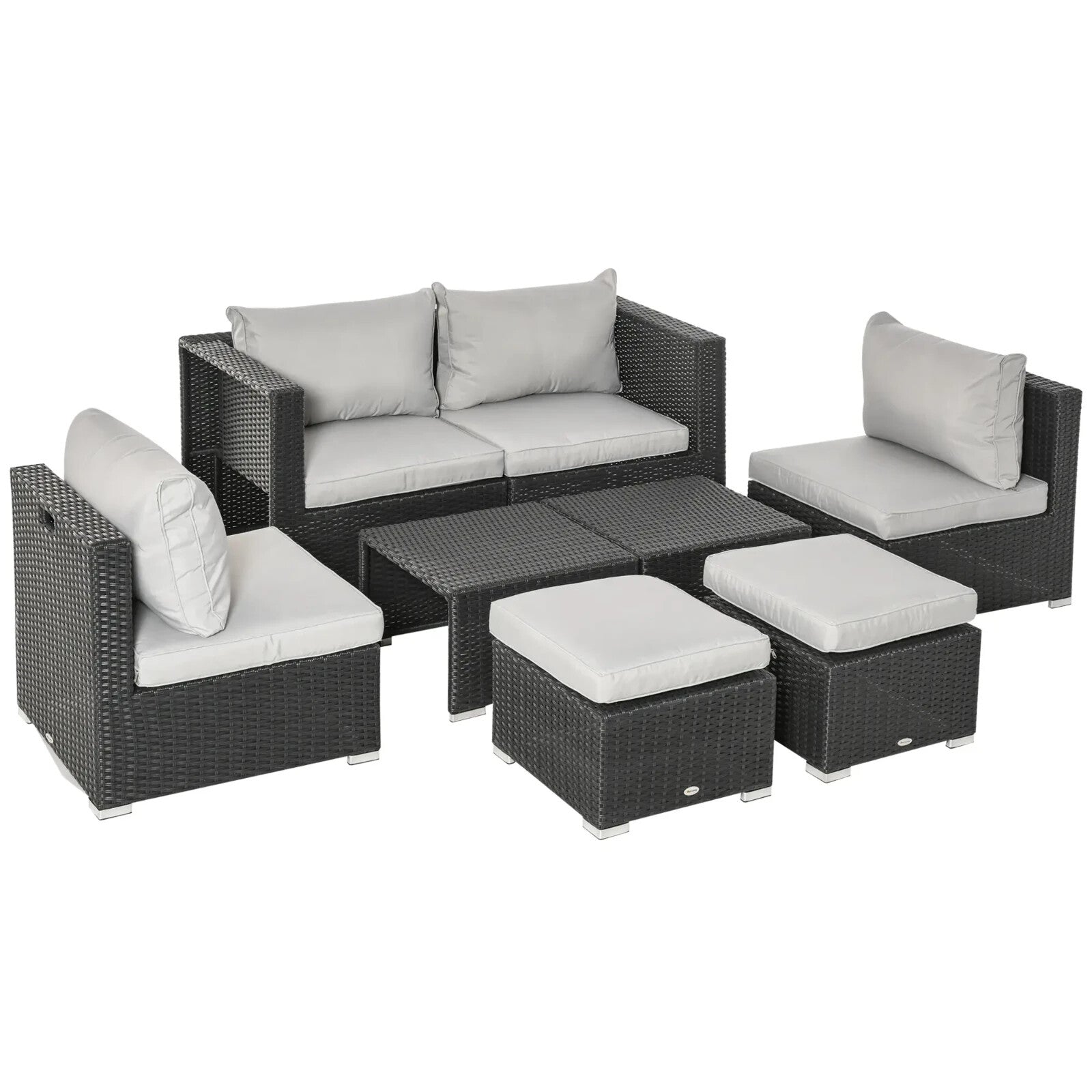 Large Outdoor Patio Furniture Black Garden Wicker Rattan Sofa Chair & Table Set - Home and Garden Furniture Shop - rustic - furniture