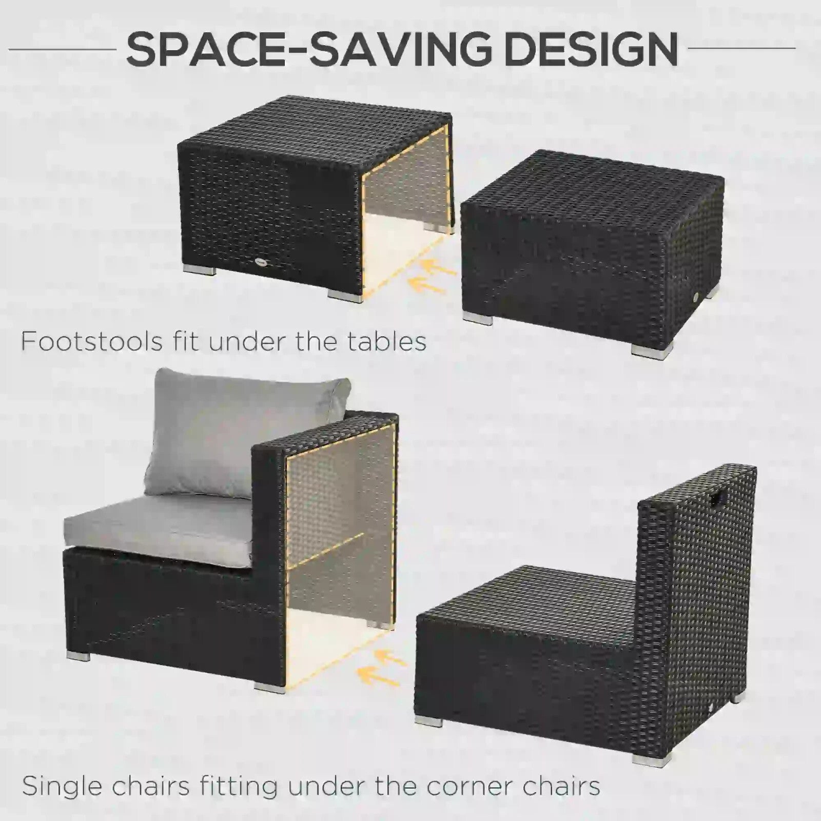 Large Outdoor Patio Furniture Black Garden Wicker Rattan Sofa Chair & Table Set - Home and Garden Furniture Shop - rustic - furniture