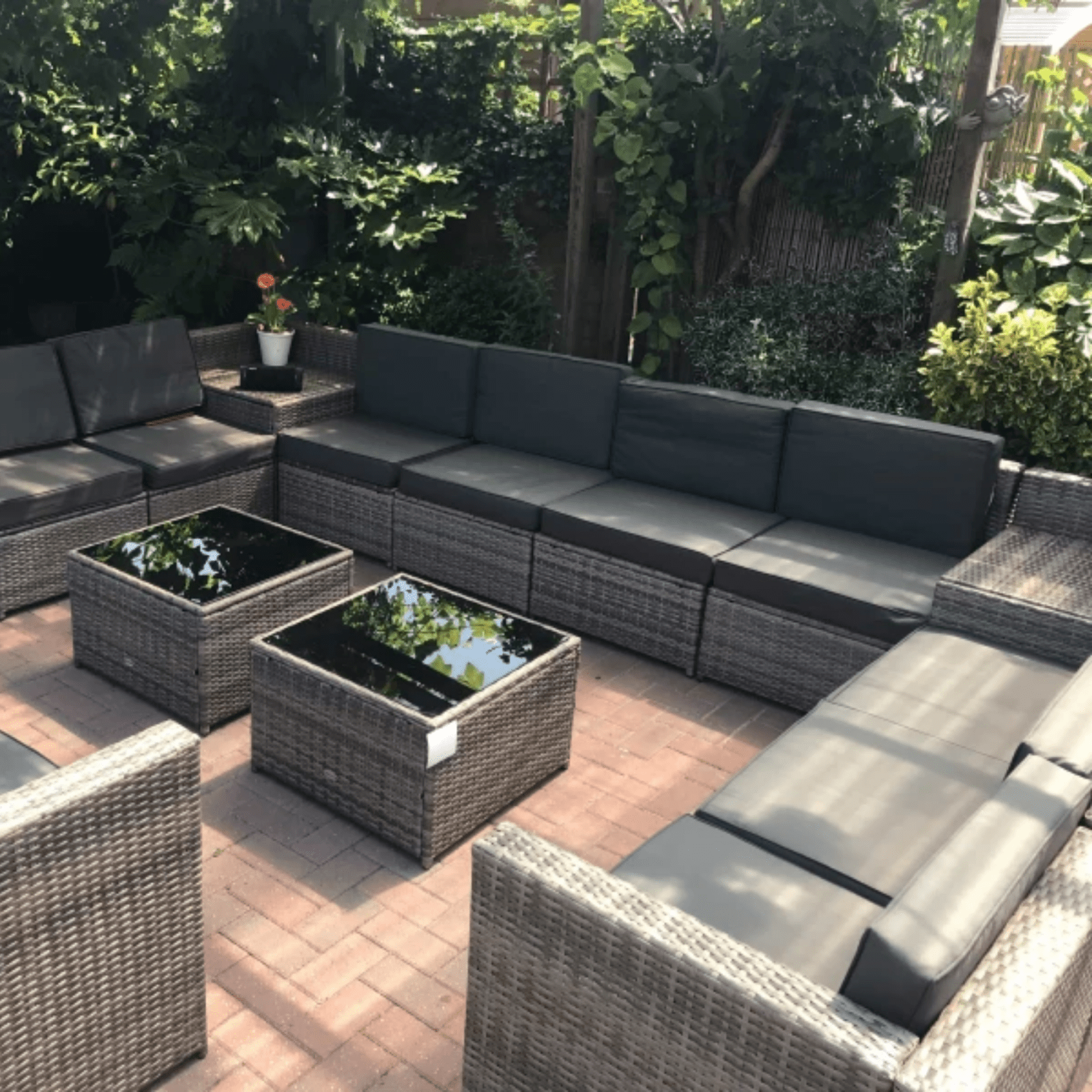 Large Patio Rattan Corner Sofa Set Garden Furniture Side Table Cushion 12 Seater - Home and Garden Furniture Shop - rustic - furniture