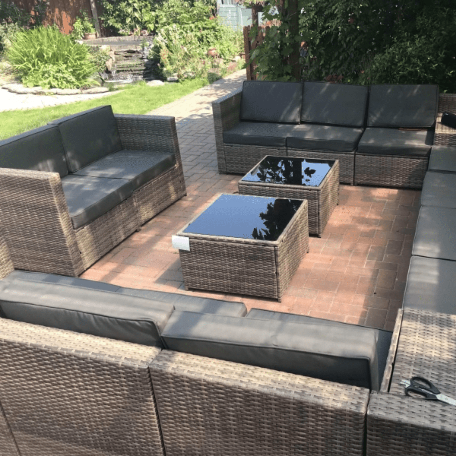 Large Patio Rattan Corner Sofa Set Garden Furniture Side Table Cushion 12 Seater - Home and Garden Furniture Shop - rustic - furniture