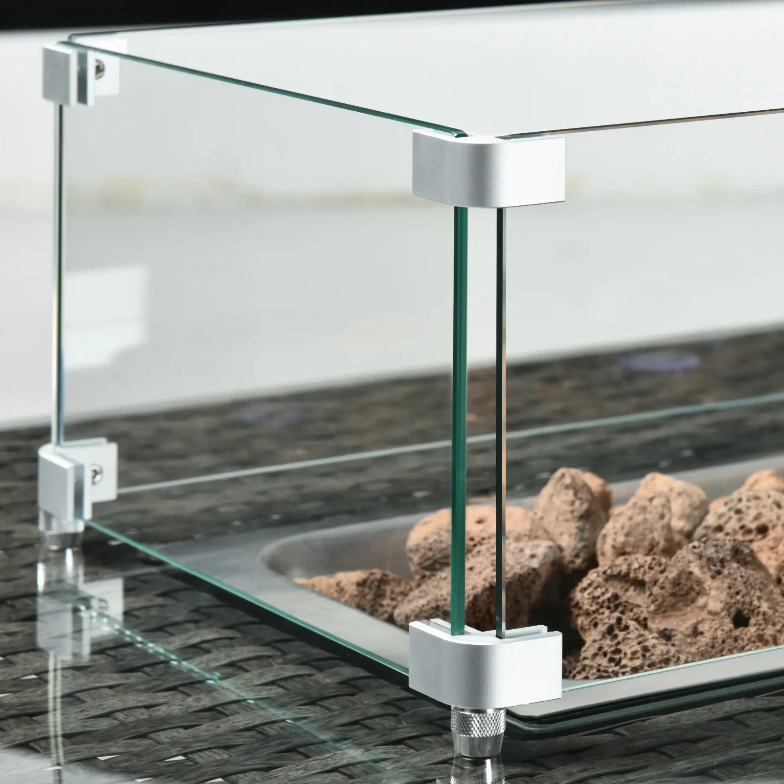 Large Patio Rattan Sofa Garden Furniture Set Armchairs Footstools Fire Pit Table - Home and Garden Furniture Shop - rustic - furniture