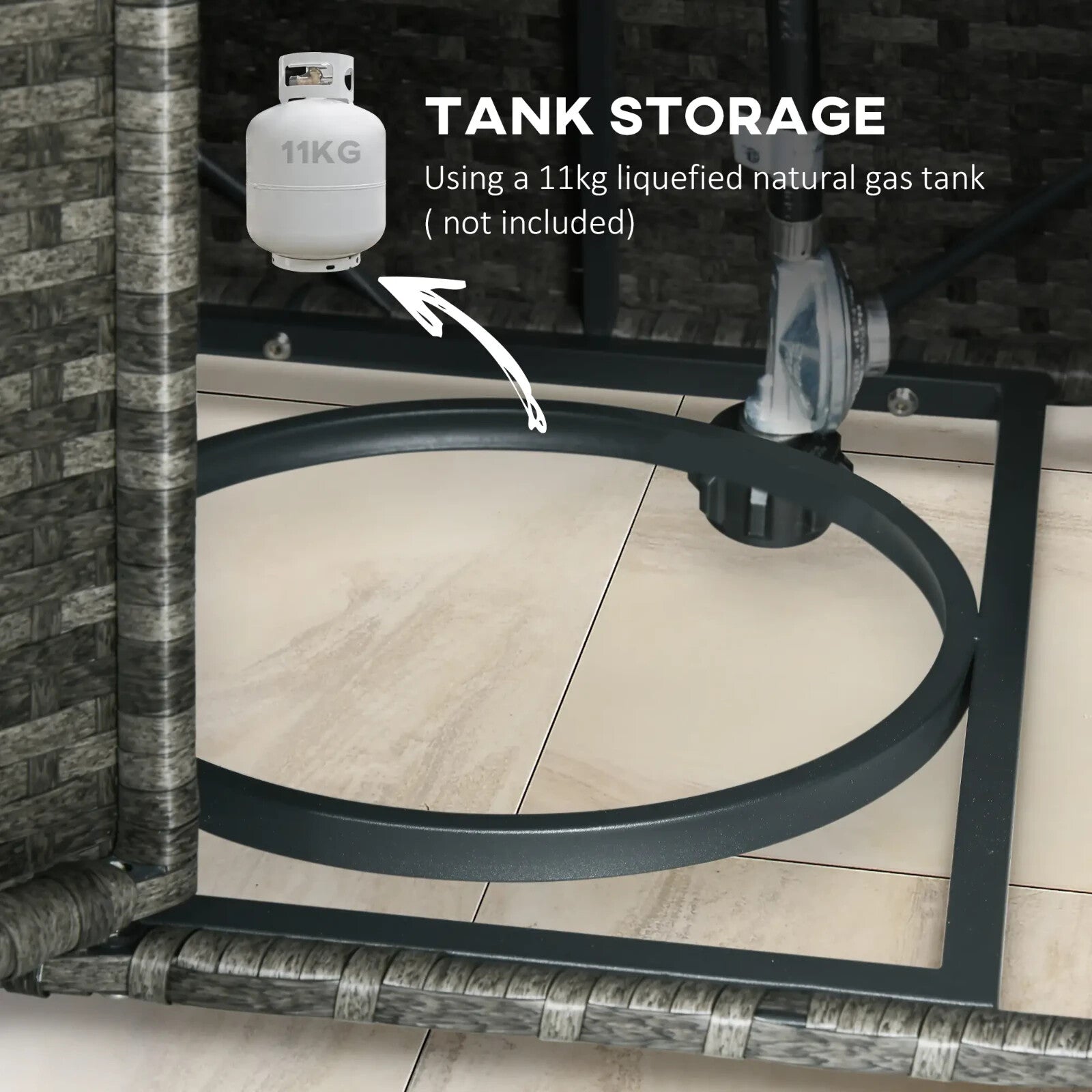 Large Patio Rattan Sofa Garden Furniture Set Armchairs Footstools Fire Pit Table - Home and Garden Furniture Shop - rustic - furniture