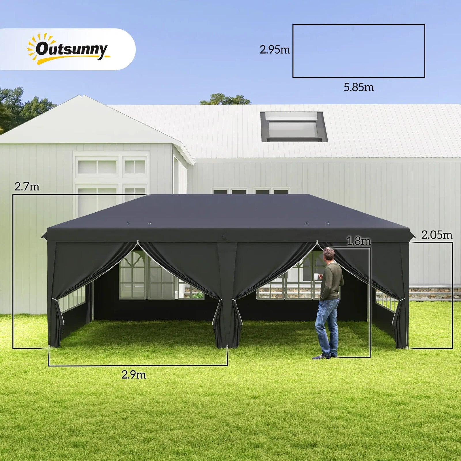 Large Pop Up Gazebo Outdoor Wedding Party Tent Sides 3 x 6m Heavy Duty Pavilion - Home and Garden Furniture Shop - rustic - furniture