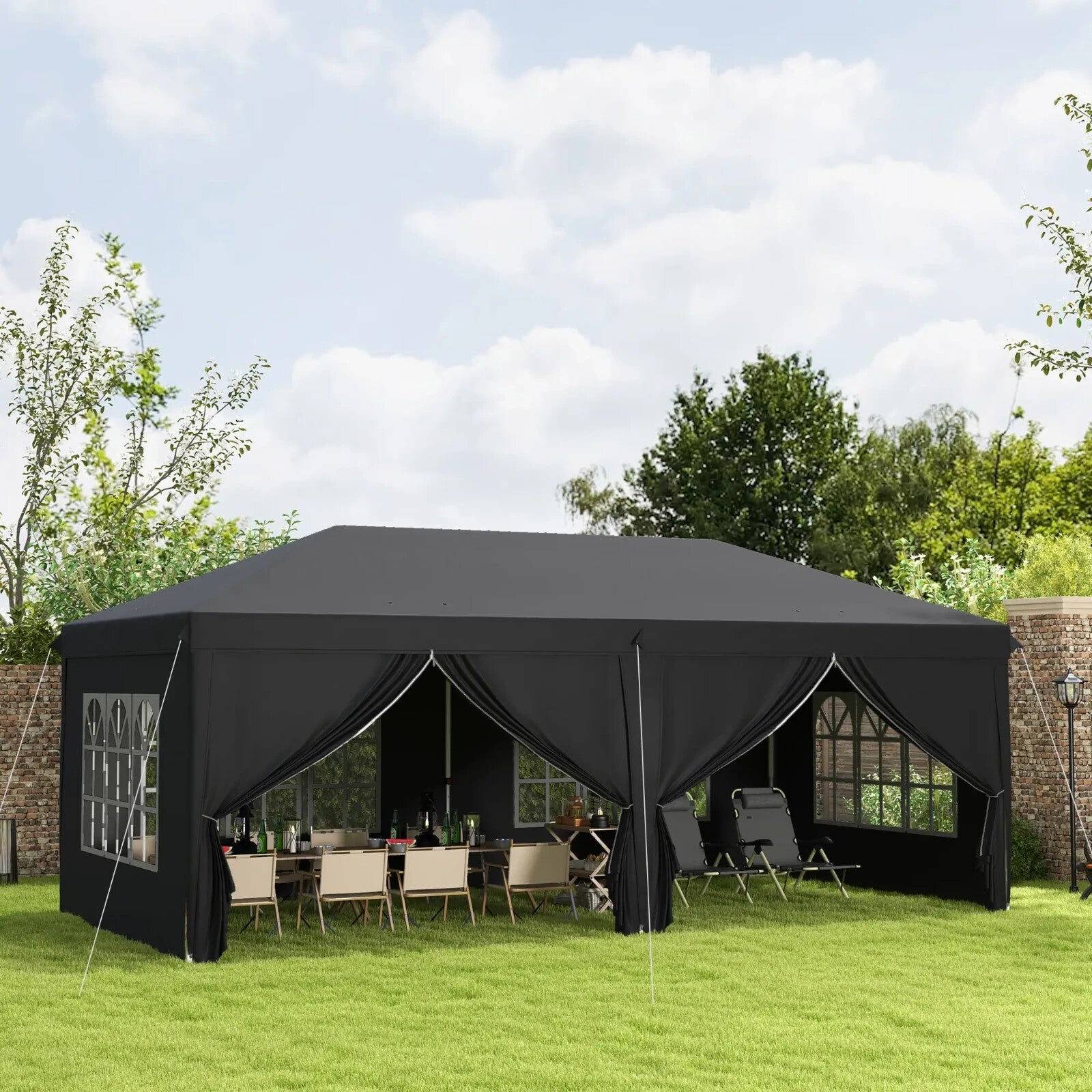 Large Pop Up Gazebo Outdoor Wedding Party Tent Sides 3 x 6m Heavy Duty Pavilion - Home and Garden Furniture Shop - rustic - furniture