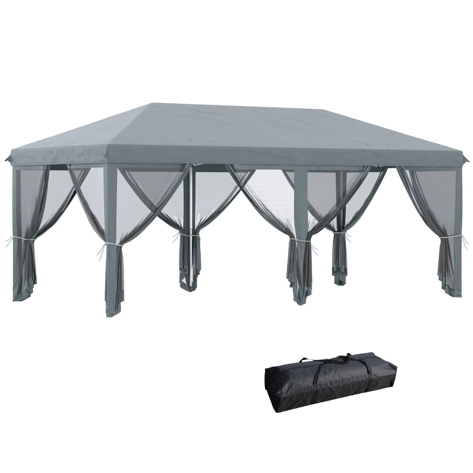 Large Pop Up Gazebo Party Tent Canopy 6 Removable Sidewalls 6 x 3m Grey Marquee - Home and Garden Furniture Shop - rustic - furniture