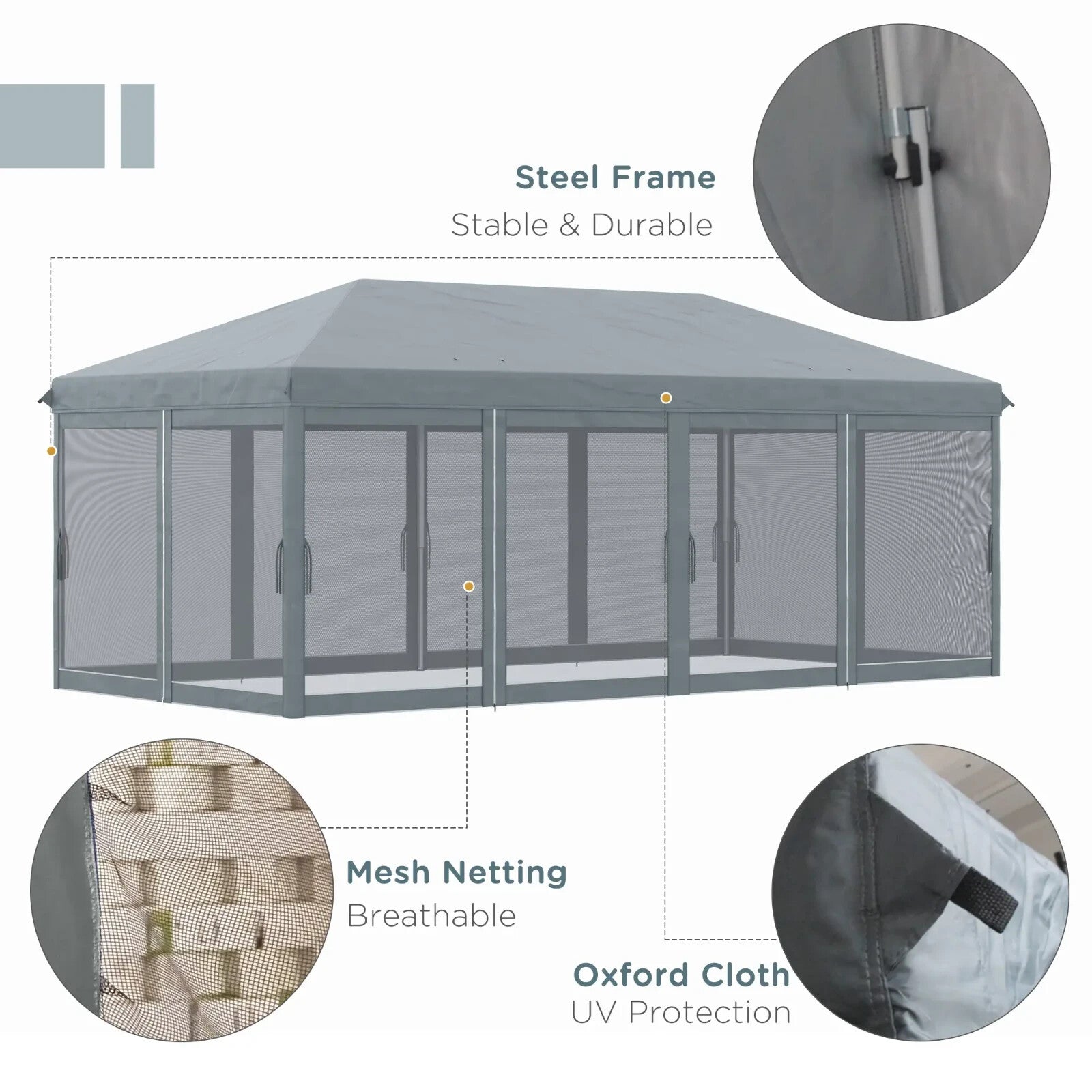 Large Pop Up Gazebo Party Tent Canopy 6 Removable Sidewalls 6 x 3m Grey Marquee - Home and Garden Furniture Shop - rustic - furniture