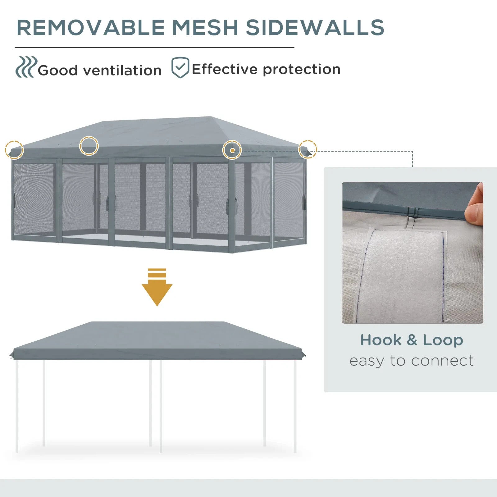 Large Pop Up Gazebo Party Tent Canopy 6 Removable Sidewalls 6 x 3m Grey Marquee - Home and Garden Furniture Shop - rustic - furniture