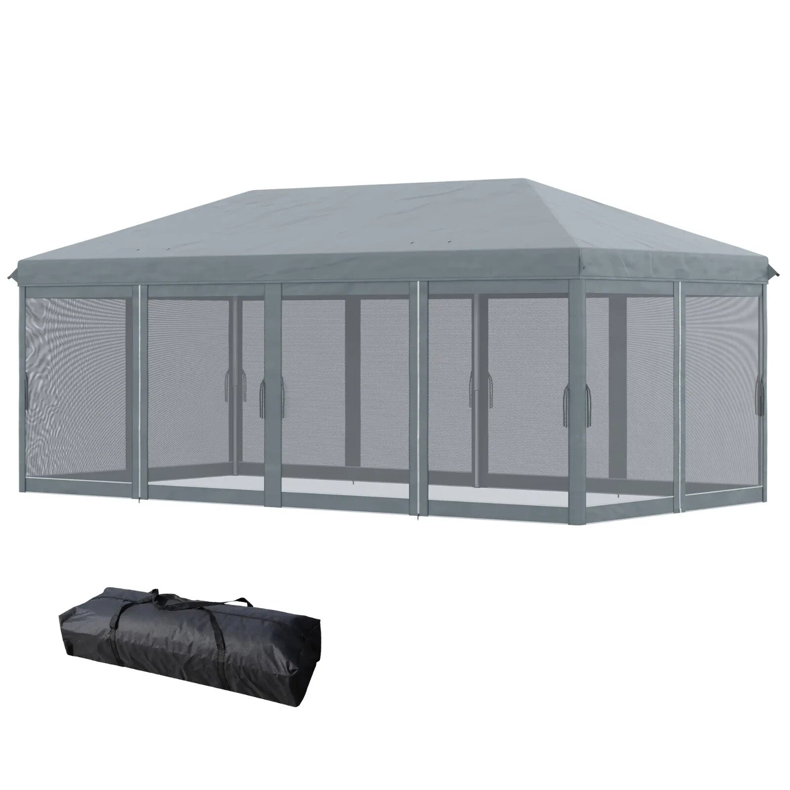 Large Pop Up Gazebo Party Tent Canopy 6 Removable Sidewalls 6 x 3m Grey Marquee - Home and Garden Furniture Shop - rustic - furniture